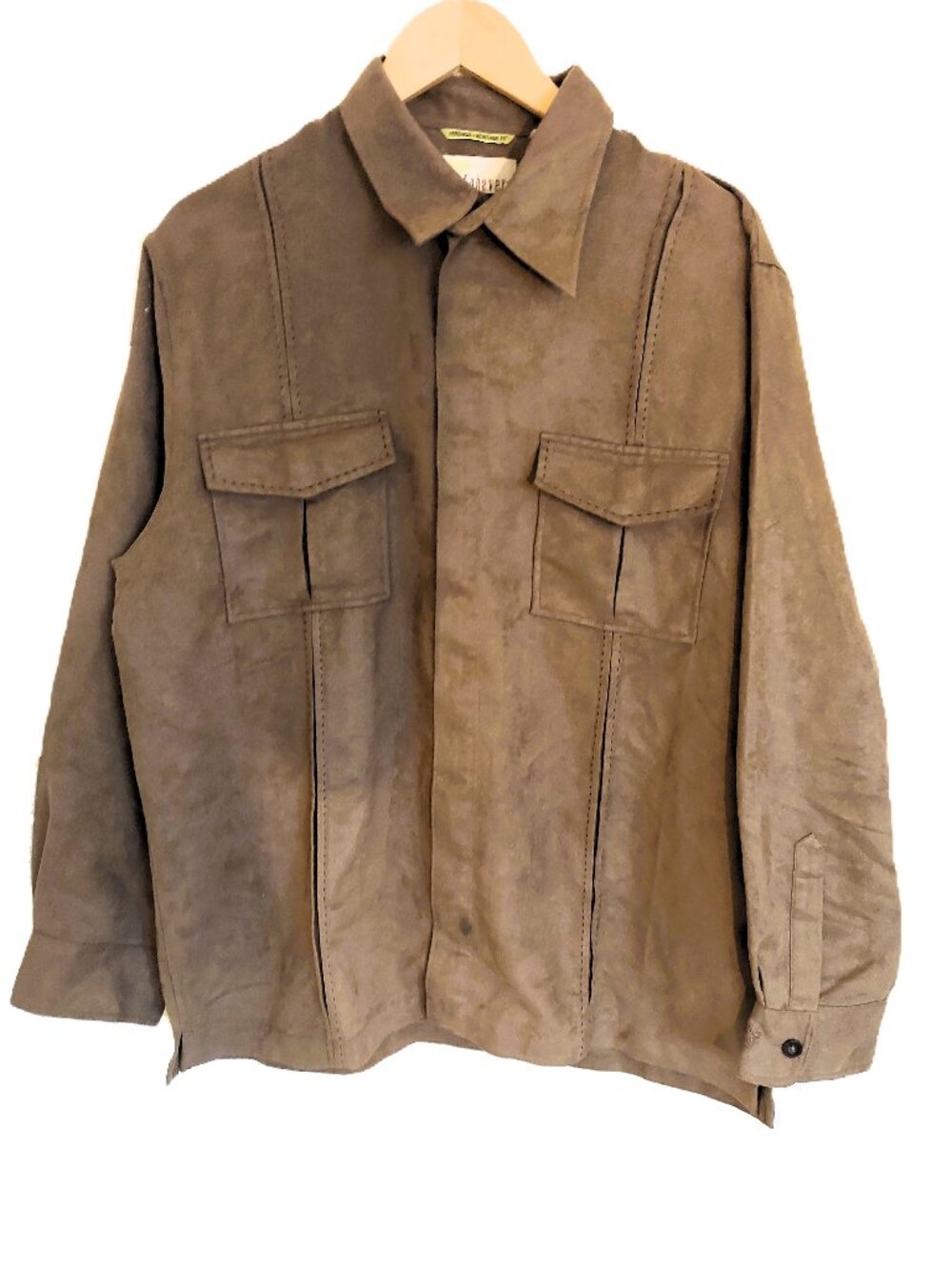 Cubavera Large Faux Suede Shirt Jacket Brown Taupe Western Workwear Shacket